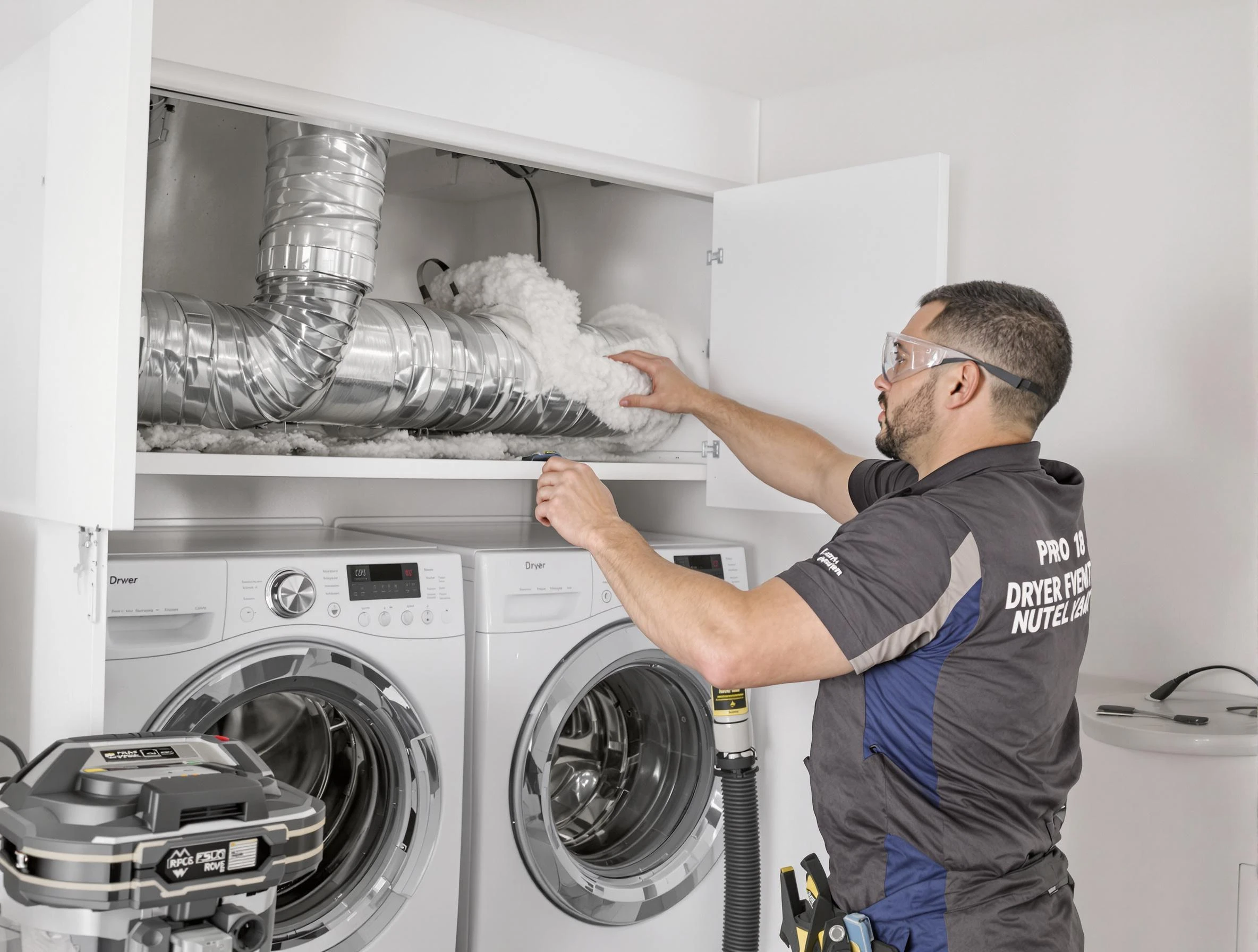 Loveland Dryer Vent Cleaning certified technician performing specialized gas dryer vent cleaning in Loveland